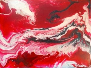 Acrylic pour painting on canvas