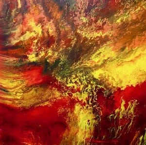 Acrylic pour painting on canvas