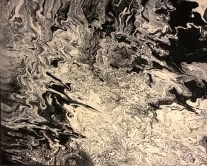Acrylic pour painting on wood panel