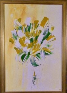 Acrylic impressionist floral painting on canvas.  24 x 36 framed.